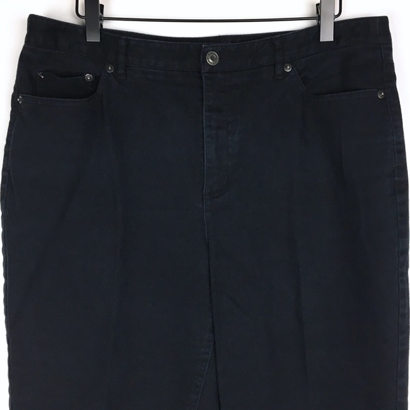 TALBOTS Jeans Black Wash Embroidered Pockets Stretch Denim Petite Plus Size 14P - Picture 2 of 9